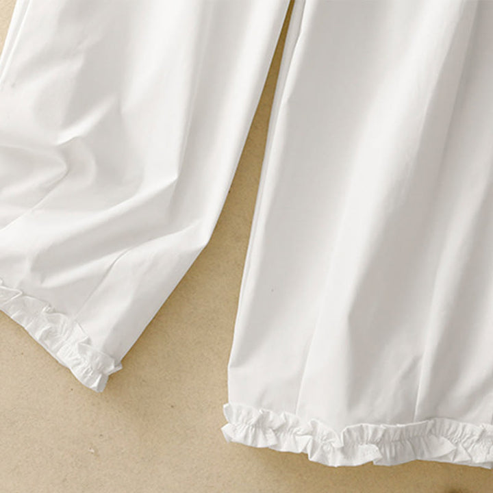 Buddha Stones Pantalones cortos de verano elegantes con botones, cremallera, diseño liso, volantes en el bajo, estilo harem para mujer con bolsillo. - image 23