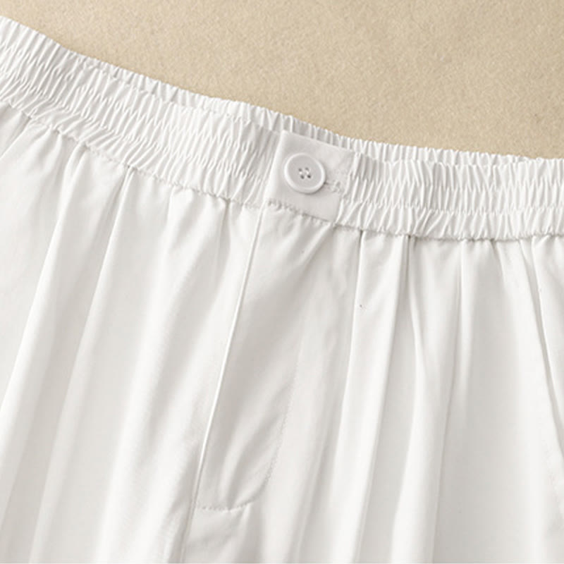 Buddha Stones Pantalones cortos de verano elegantes con botones, cremallera, diseño liso, volantes en el bajo, estilo harem para mujer con bolsillo. - image 20