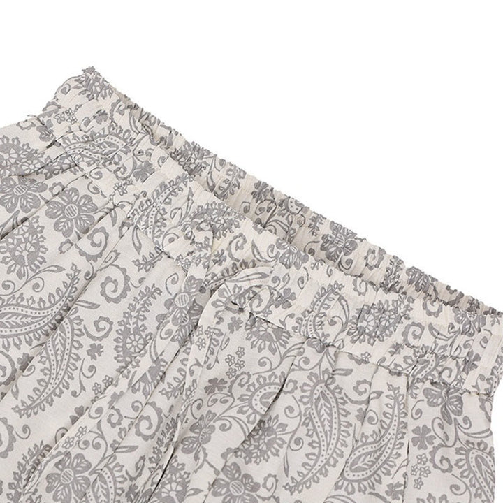 Buddha Stones Pantalones capri de verano estilo boho casual con cordón y estampado paisley para hombre, estilo harem con bolsillo. - image 28