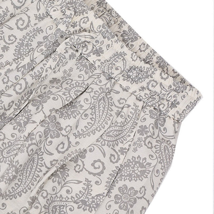 Buddha Stones Pantalones capri de verano estilo boho casual con cordón y estampado paisley para hombre, estilo harem con bolsillo. - image 29