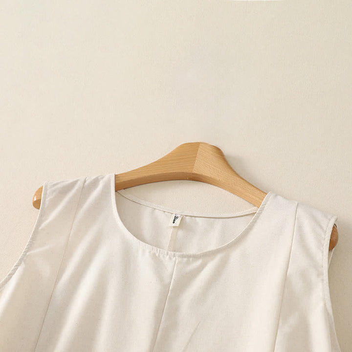 Buddha Stones Camiseta sin mangas básica minimalista de verano con cuello redondo para mujer. - image 7