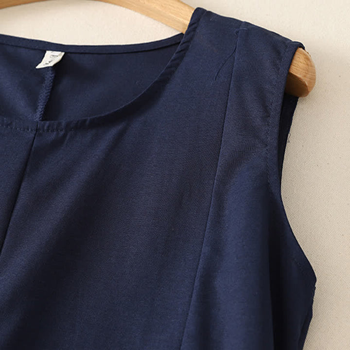 Buddha Stones Camiseta sin mangas básica minimalista de verano con cuello redondo para mujer. - image 2