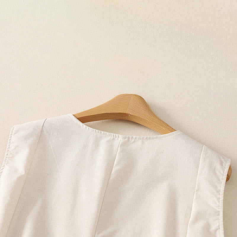 Buddha Stones Camiseta sin mangas básica minimalista de verano con cuello redondo para mujer. - image 8