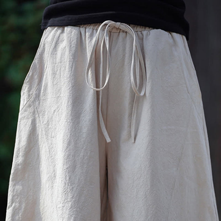 Buddha Stones Pantalones cortos de algodón liso con cordón ajustable para hombre, estilo harem, con bolsillo. - image 30