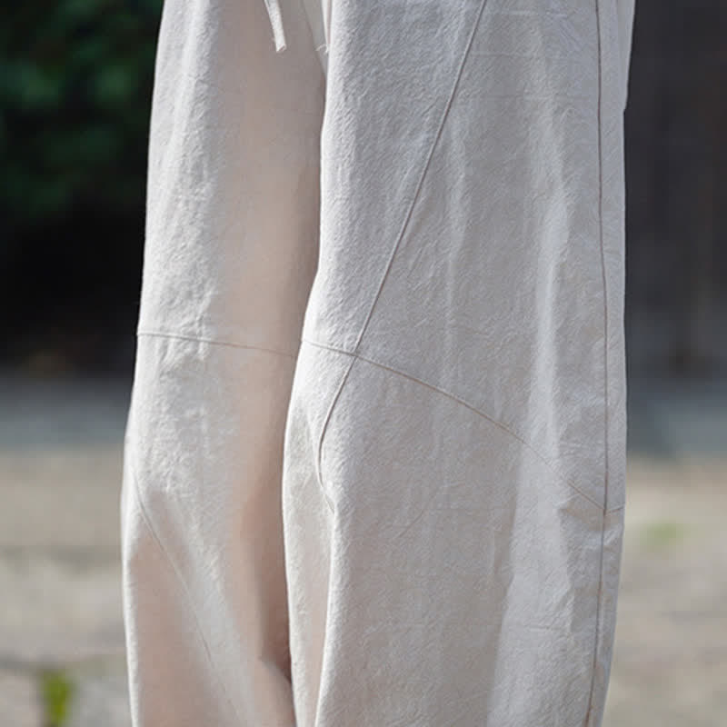 Buddha Stones Pantalones cortos de algodón liso con cordón ajustable para hombre, estilo harem, con bolsillo. - image 32