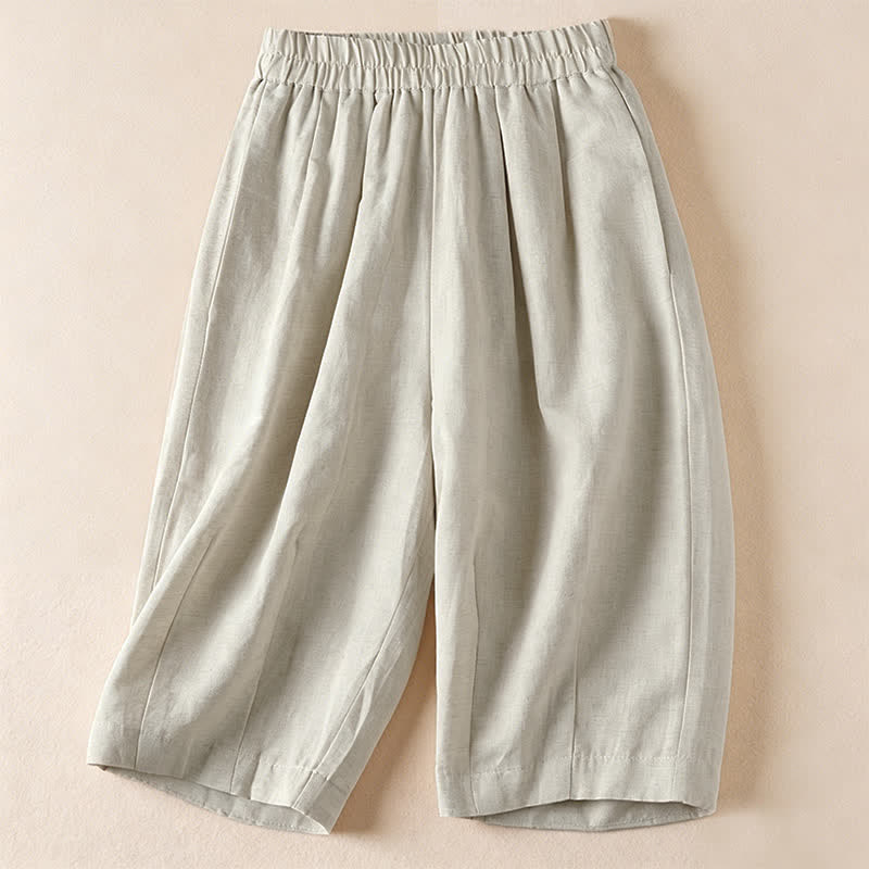 Buddha Stones Bermudas minimalistas informales de verano para mujer con bolsillos. - Lino - US12, UK/AU16, EU44 (3XL) - image 0