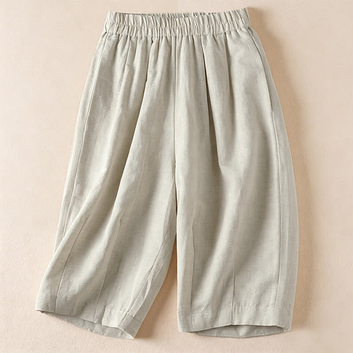 Buddha Stones Bermudas minimalistas informales de verano para mujer con bolsillos. - Lino - US12, UK/AU16, EU44 (3XL) - image 0