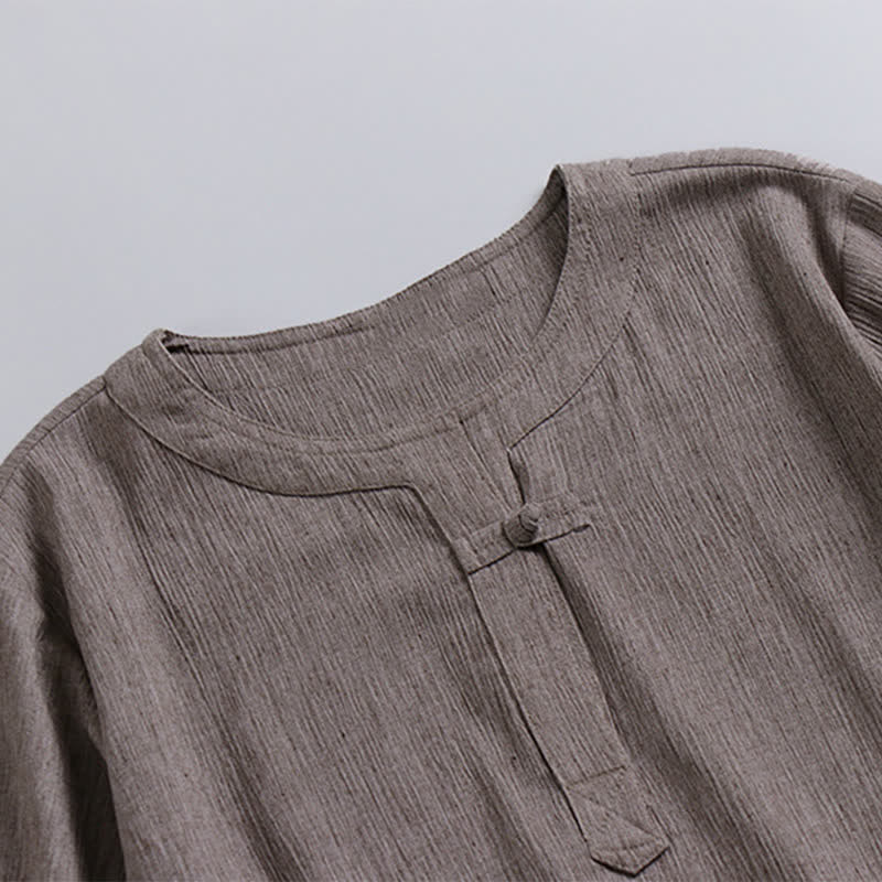 Buddha Stones Camisas de manga corta para hombre de estilo casual con cuello redondo y diseño Pankou, estilo Tang, ideales para el verano. - image 2