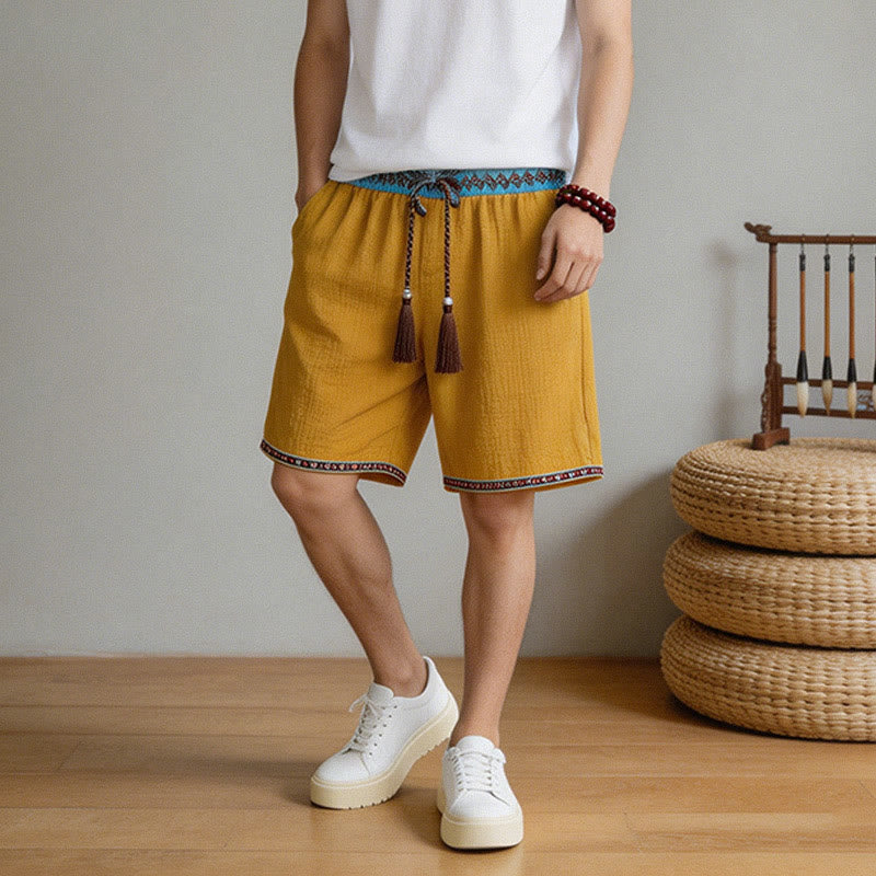 Bermudas geométricas de verano estilo bohemio con cordón ajustable y estampado de Buddha Stones para hombre, con bolsillos. - image 16