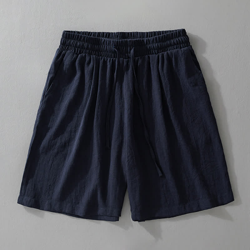 Buddha Stones Pantalones cortos de verano informales minimalistas con cordón ajustable para hombre, color liso y bolsillo. - image 1