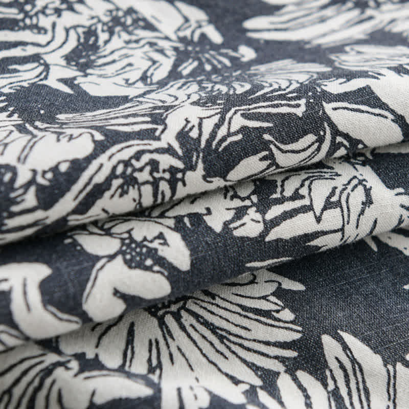 Buddha Stones Camisa de manga corta para hombre, estilo casual de verano, con botones, estampado floral de girasoles y bolsillo de parche. - image 4