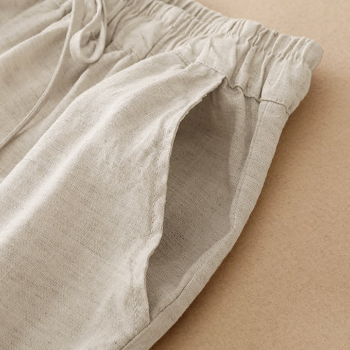 Buddha Stones Pantalones cortos de verano informales con cordón ajustable y bajo con volantes, estilo harem para mujer con bolsillo. - image 13