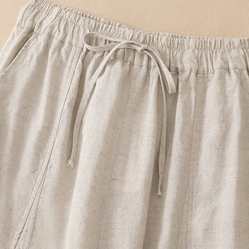 Buddha Stones Pantalones cortos de verano informales con cordón ajustable y bajo con volantes, estilo harem para mujer con bolsillo. - image 12