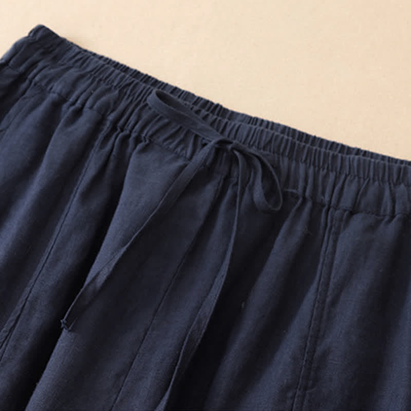Buddha Stones Pantalones cortos de verano informales con cordón ajustable y bajo con volantes, estilo harem para mujer con bolsillo. - image 1