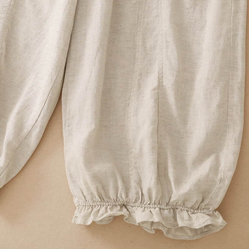 Buddha Stones Pantalones cortos de verano informales con cordón ajustable y bajo con volantes, estilo harem para mujer con bolsillo. - image 15