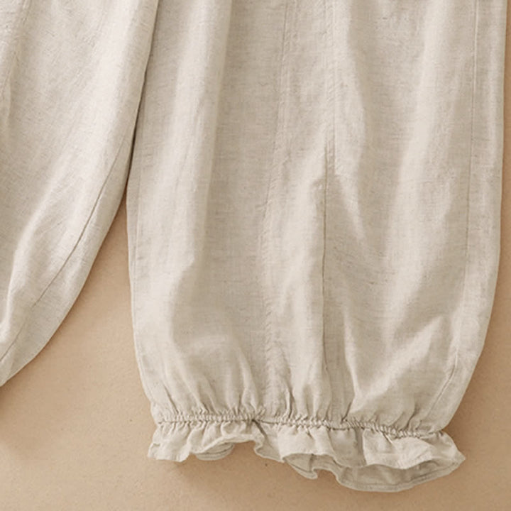 Buddha Stones Pantalones cortos de verano informales con cordón ajustable y bajo con volantes, estilo harem para mujer con bolsillo. - image 15