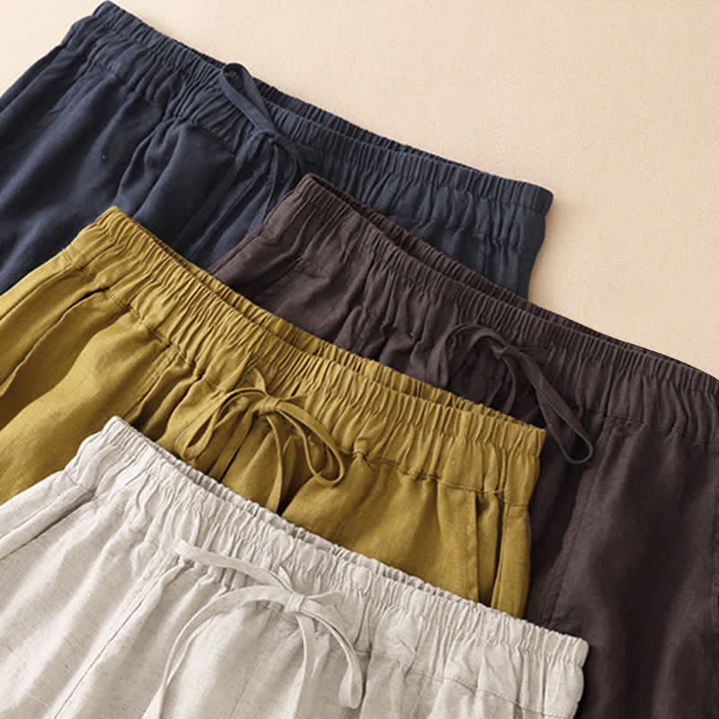 Buddha Stones Pantalones cortos de verano informales con cordón ajustable y bajo con volantes, estilo harem para mujer con bolsillo. - image 20