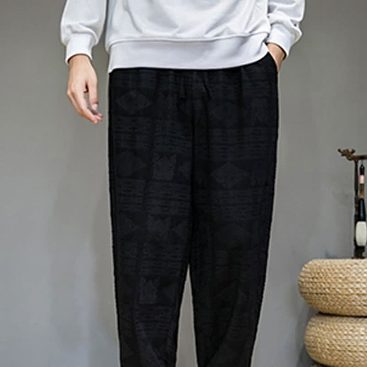 Buddha Stones Pantalones largos geométricos vintage informales de primavera/verano para hombre, de pierna recta y con bolsillos. - image 14