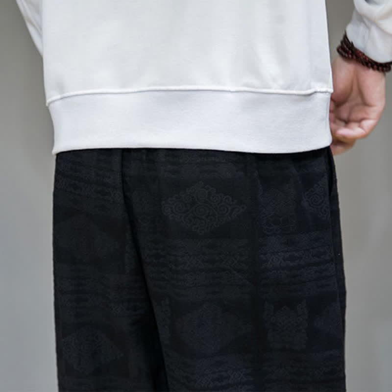 Buddha Stones Pantalones largos geométricos vintage informales de primavera/verano para hombre, de pierna recta y con bolsillos. - image 17