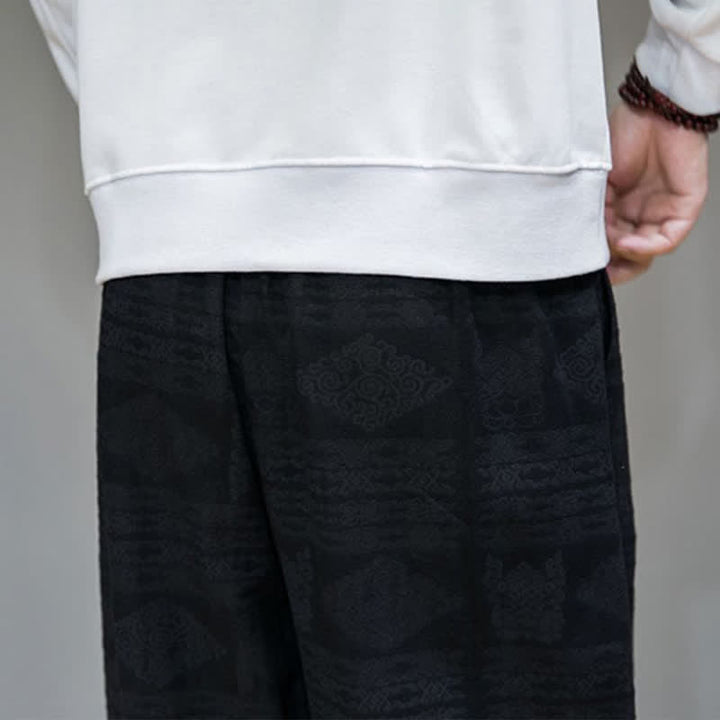 Buddha Stones Pantalones largos geométricos vintage informales de primavera/verano para hombre, de pierna recta y con bolsillos. - image 17