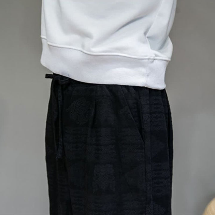 Buddha Stones Pantalones largos geométricos vintage informales de primavera/verano para hombre, de pierna recta y con bolsillos. - image 18