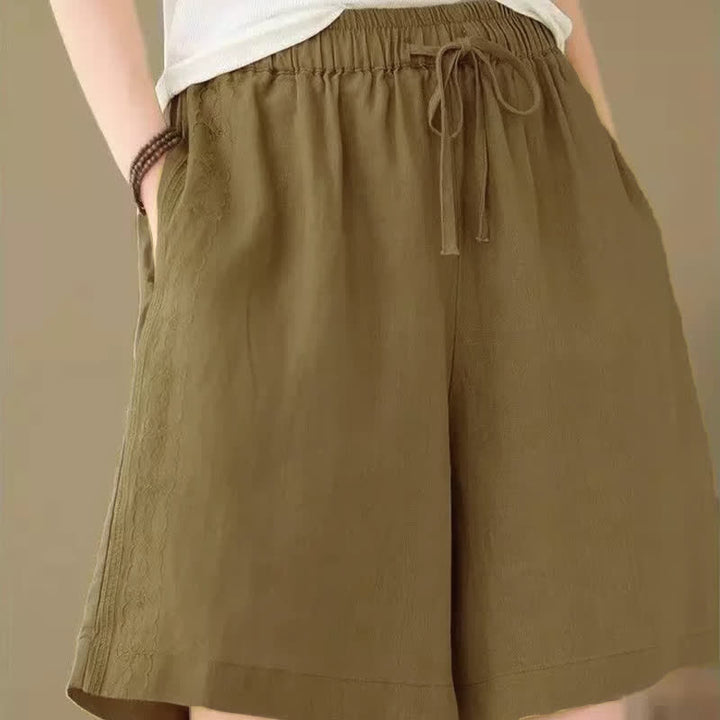 Buddha Stones Pantalones cortos casuales de verano para mujer con cordón ajustable y bolsillo. - image 3