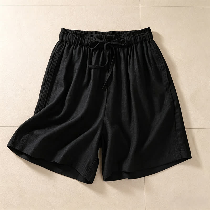 Buddha Stones Pantalones cortos casuales de verano para mujer con cordón ajustable y bolsillo. - Negro - US12, UK/AU16, EU44 (3XL) - image 5