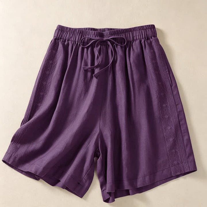 Buddha Stones Pantalones cortos casuales de verano para mujer con cordón ajustable y bolsillo. - Púrpura - US12, UK/AU16, EU44 (3XL) - image 15