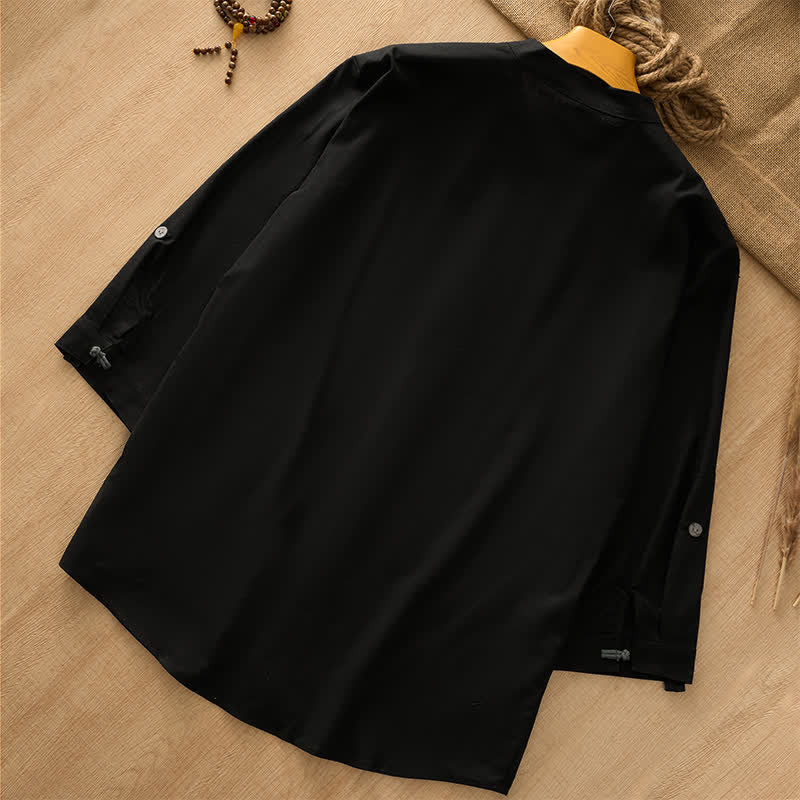 Buddha Stones Camisas de manga larga para hombre de estilo Tang, informales, con botones de rana, para primavera y verano. - image 6