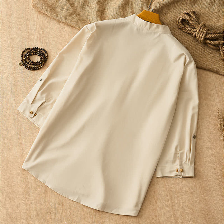 Buddha Stones Camisas de manga larga para hombre de estilo Tang, informales, con botones de rana, para primavera y verano. - image 2