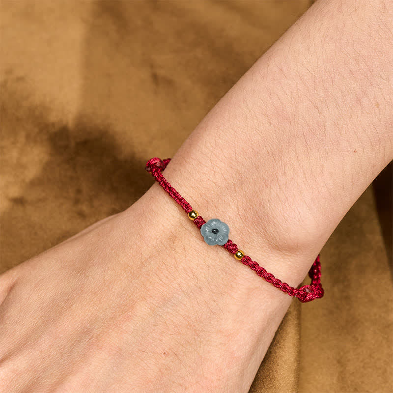 Buddha Stones Pulsera de bendición de hilo rojo con flor de jade - image 4