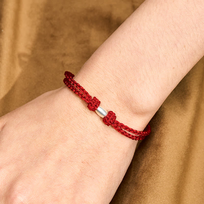 Buddha Stones Pulsera de plata de ley 925 con cuentas en forma de oliva y cordón rojo. - image 4