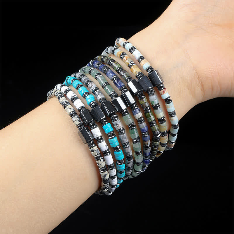 Buddha Stones Pulsera espaciadora de cubo de conexión a tierra de hematita y sodalita - image 1