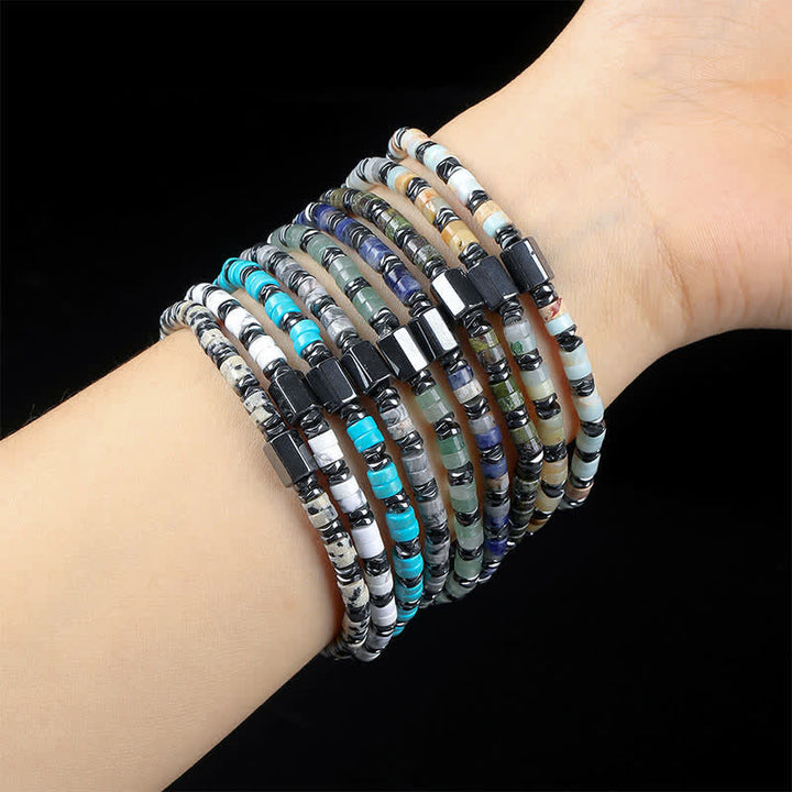 Buddha Stones Pulsera espaciadora de cubo de conexión a tierra de hematita y sodalita - image 1
