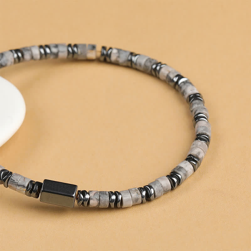 Buddha Stones Pulsera espaciadora de cubo de conexión a tierra de hematita y sodalita - image 4