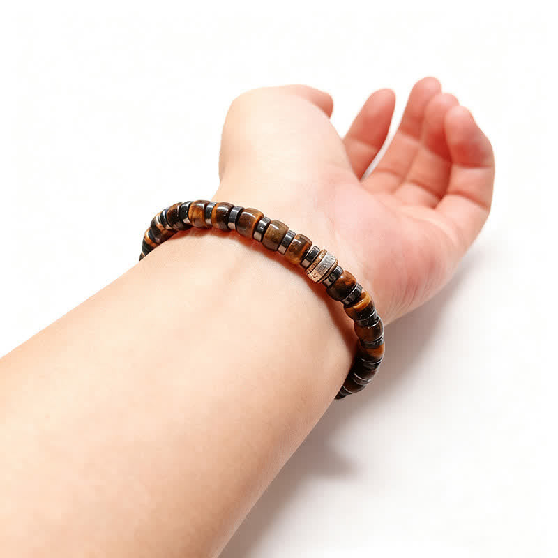 Buddha Stones Pulsera de cuentas de plata antigua con ojo de tigre natural y diseño de león confiado - image 12