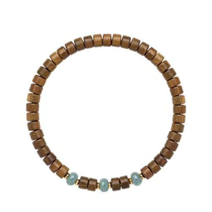 Buddha Stones Pulsera de cuentas cilíndricas con detalles de jade y sándalo verde Serenity - image 8