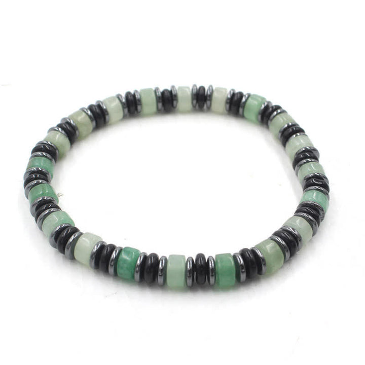 Buddha Stones Pulsera étnica de cuentas planas de hematita y obsidiana negra pulida a mano. - Aventurina verde (Suerte ♥ Oportunidad) (Circunferencia de la muñeca: 15-16 cm) - image 8