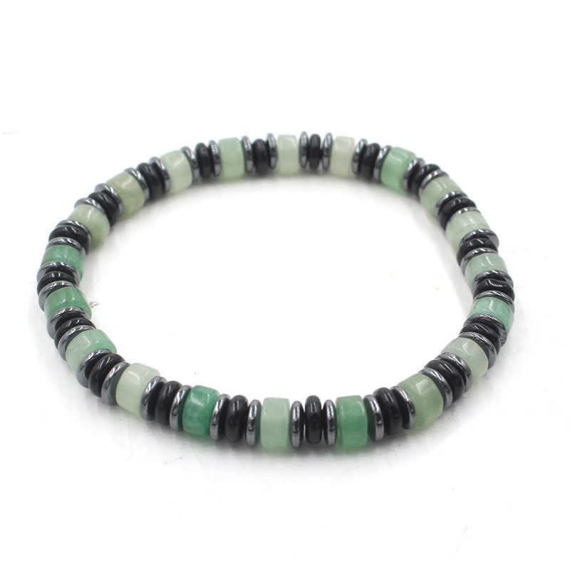 Buddha Stones Pulsera étnica de cuentas planas de hematita y obsidiana negra pulida a mano. - Aventurina verde (Suerte ♥ Oportunidad) (Circunferencia de la muñeca: 15-16 cm) - image 13
