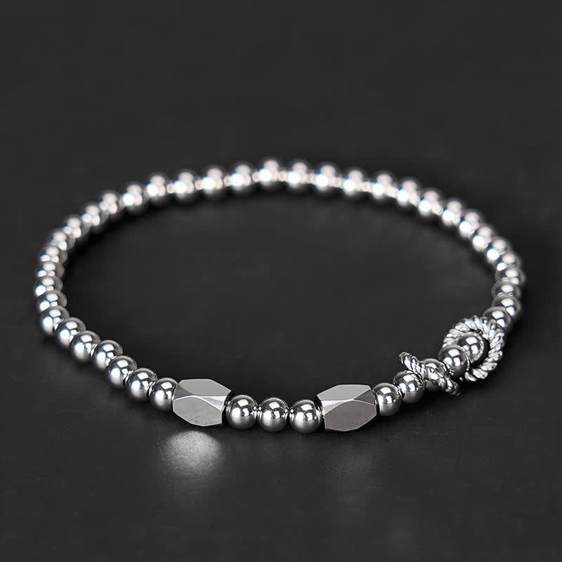 Buddha Stones Pulsera de estimulación de acero de titanio con cuentas pequeñas de 4 mm - image 2