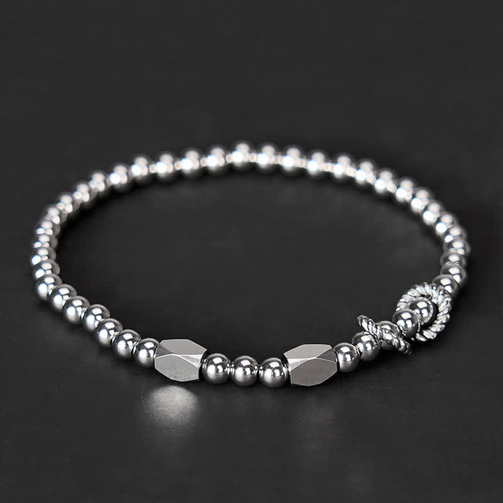 Buddha Stones Pulsera de estimulación de acero de titanio con cuentas pequeñas de 4 mm - image 2