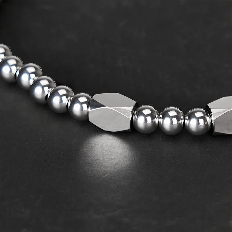 Buddha Stones Pulsera de estimulación de acero de titanio con cuentas pequeñas de 4 mm - image 3