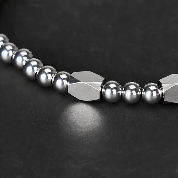 Buddha Stones Pulsera de estimulación de acero de titanio con cuentas pequeñas de 4 mm - image 3