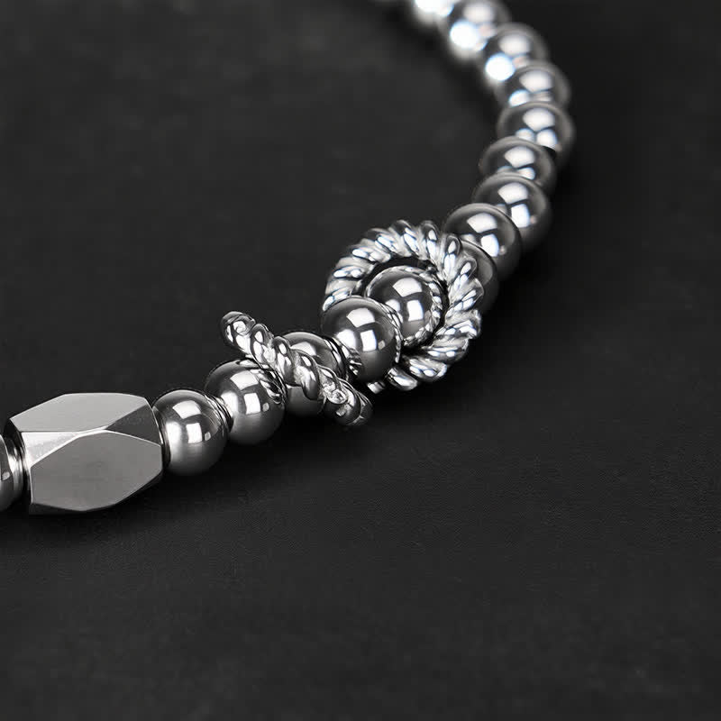 Buddha Stones Pulsera de estimulación de acero de titanio con cuentas pequeñas de 4 mm - image 4