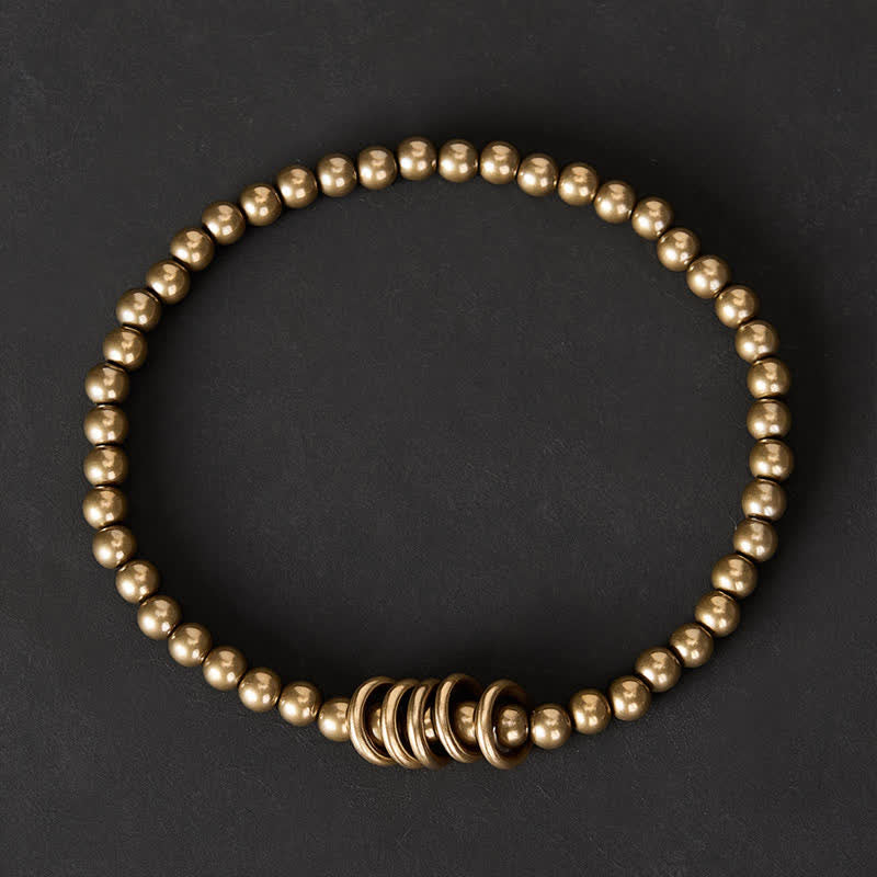 Buddha Stones Pulsera de latón con cuentas pequeñas de 4 mm para sanación - image 1