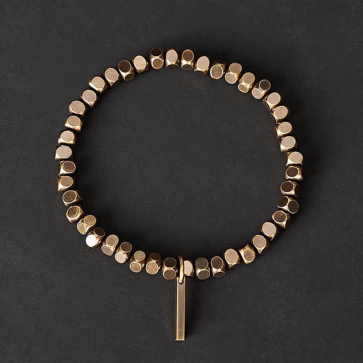 Buddha Stones Pulsera de latón con cuentas pequeñas cuadradas de 4 mm para sanación - image 1