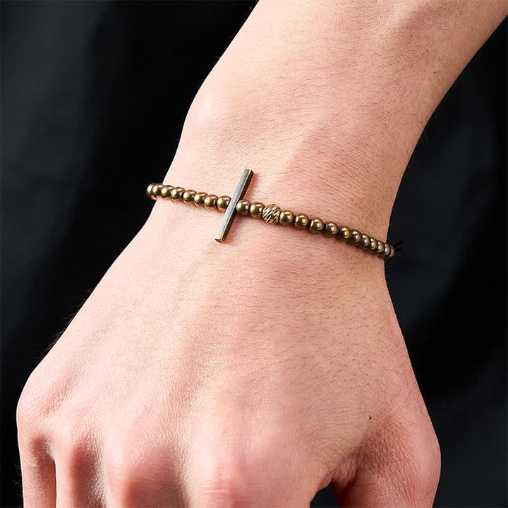 Buddha Stones Pulsera de latón con cuentas redondas pequeñas de 4 mm para sanación - image 4