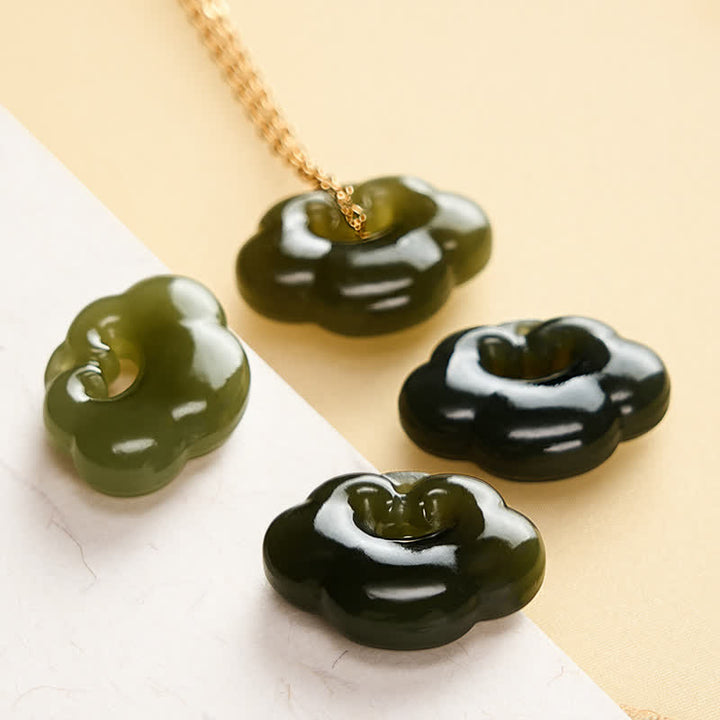 Buddha Stones Collar con colgante vintage de nube auspiciosa de jade y candado de la suerte. - image 8