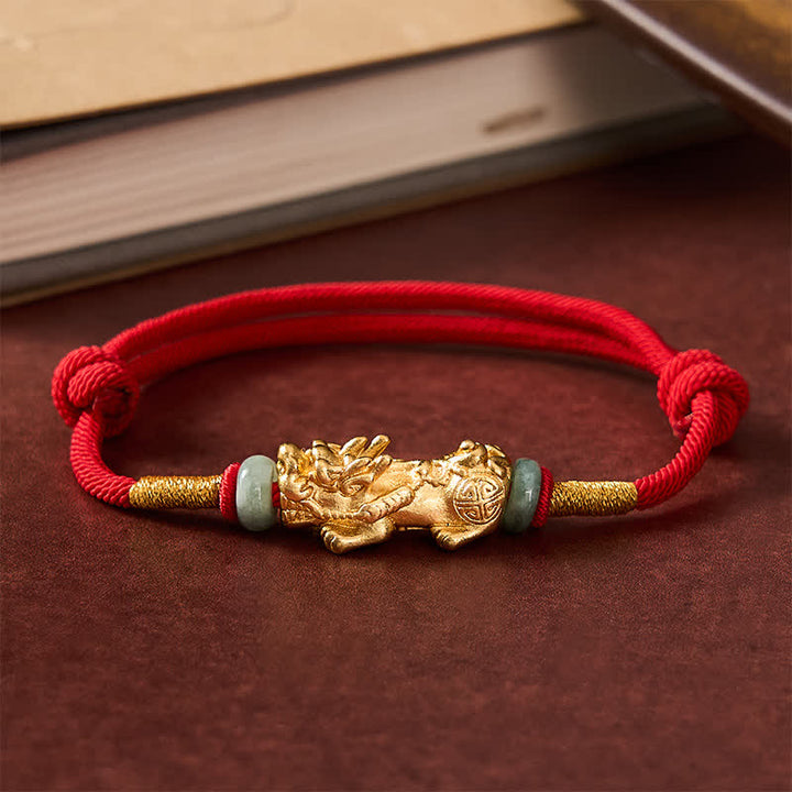 Buddha Stones Pulsera de hilo rojo de la riqueza Pi Xiu de cobre - image 1