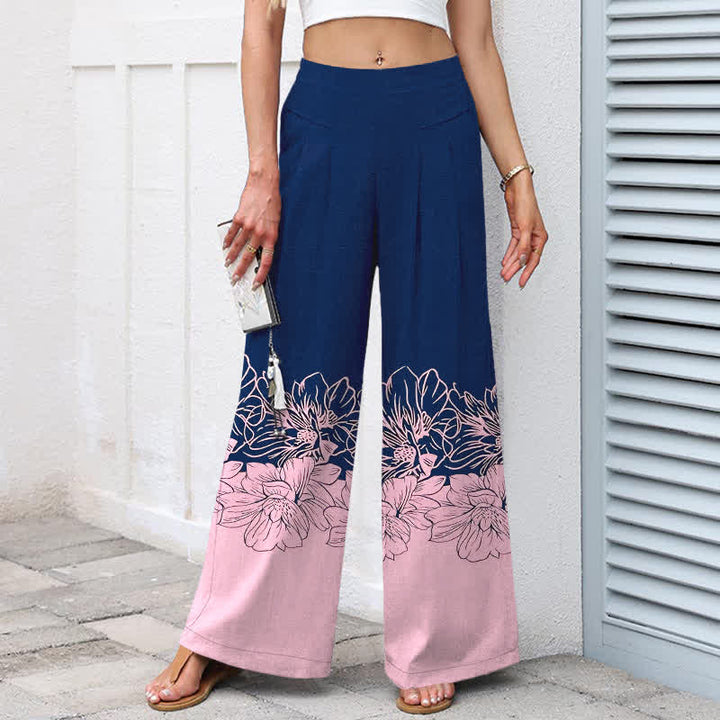 Buddha Stones Pantalones de mujer de lino y algodón con estampado floral vintage, cintura elástica, pernera ancha y bolsillos. - image 7